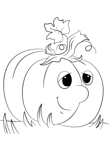 Cute Cartoon Pumpkin Coloring Page